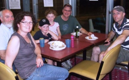 *The Cumming clan at the Christmas party: L-R Allan, Libby, Under 10s player Jack, Madeleine, Doug and Libby's brother David Corrigan.